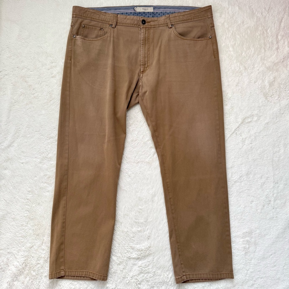 Ballin Pants Men 40x27 British Tan Chino Pima Cotton Modern‎ Fit 5-Pocket Casual